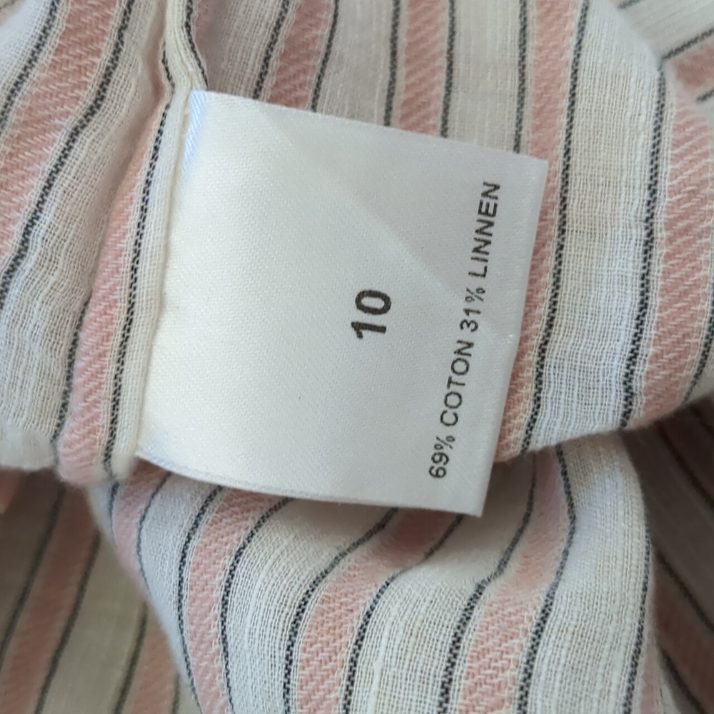 Morley Jelsa Girls Pink Striped Cotton Linen Blend Tie Back Dress - Picture 5 of 9